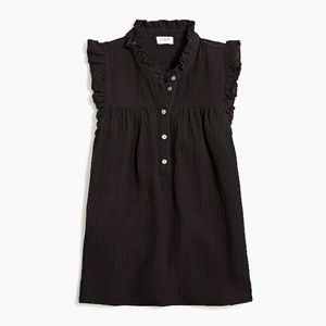 New With Tags!! J.Crew Factory Gauze smocked ruffleneck top XL Black